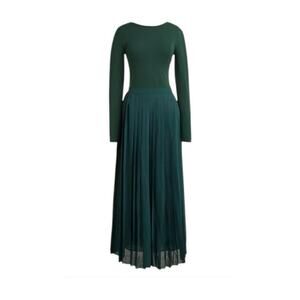 J Crew Hunter Green Ballet Pleated Maxi Dress - XXS